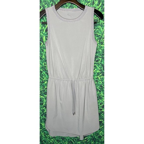 Athleta Rincon Sleeveless Light Gray Unlined Dress Elastic Drawstring Waist XXS - Picture 1 of 3